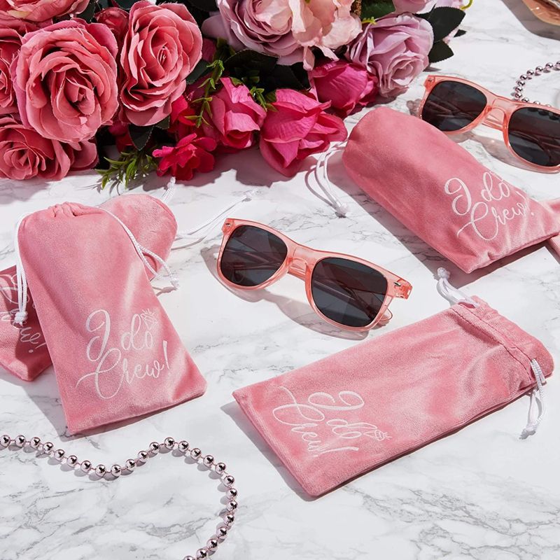 Sparkle and Bash Set of 12 Bachelorette Sunglasses for Bridal Shower, Bridesmaids Gift, Bachelorette Party, Pink Velvet Pouch Included, 2 of 8