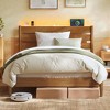 Full Platform Bed Frame with LED Headboard & Charging Station, Mid-Century Modern Style, No Box Spring Needed - 2 of 4