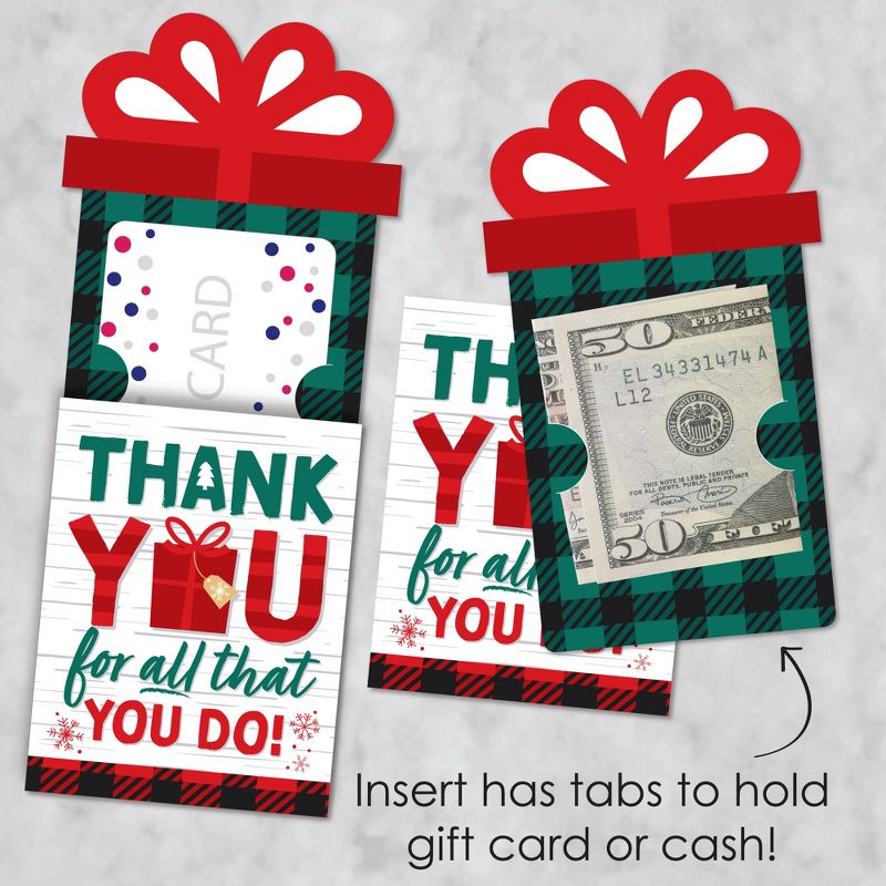 Big Dot of Happiness Holiday Thank You - Christmas Appreciation Money and Gift Card Sleeves - Nifty Gifty Card Holders - Set of 8, 3 of 9