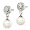 Chisel Stainless Steel Polished Cubic Zirconia and Freshwater Cultured Pearl Dangle Earrings - 4 of 4