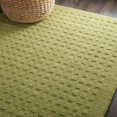Artisan Shadowbox Green Wool 4' x 6' Rectangular Rug