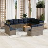 vidaXL 13 Piece Patio Sofa Set with Cushions - Gray Poly Rattan - 2 of 4