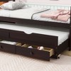 VASIP Grey Twin Bed with Headboard & Footboard – Pine Wood Frame, Trundle & 3 Storage Drawers – Space-Saving Design - 3 of 4