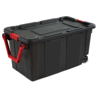 Sterilite 40 Gal Wheeled Industrial Tote, Stackable Storage Bin With ...