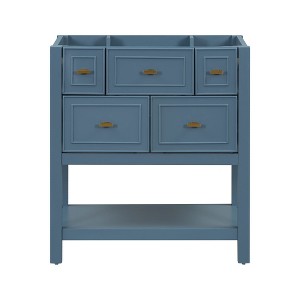 NicBex 29.5" Bathroom Storage Cabinet without Sink, Morden Bathroom Vanity, 5 Drawers and 1 Open Storage Shelf for Bathroom - 1 of 4