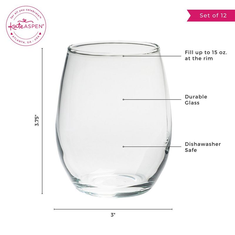 Kate Aspen Clear Stemless Wine Glasses - Case of 12, 4 of 6