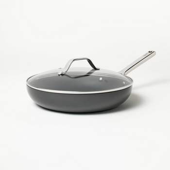 12" Nonstick Hard Anodized Aluminum Frypan with Cover Dark Gray - Figmint™
