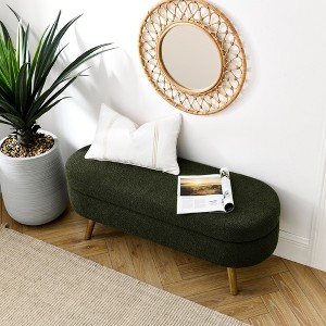 Kumasinova 43.4" Versatile Linen Fabric End of Bed Ottoman Bench with Storage,Entryway Bench Bed Ottoman with Rubberwood Legs,250lbs Max - 1 of 4