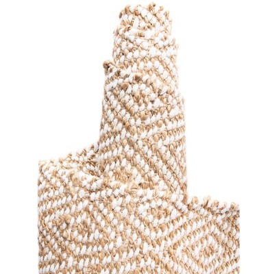Natural Beige Braided Jute and Cotton Area Rug