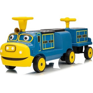 12V Ride on Train Trackless, Kids Train with Locomotive Carriage, Kids Ride On Toy w/Adjustable Seat, Storage, Headlight, Hork, One-Button - 1 of 3