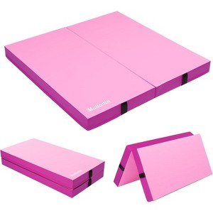 Matladin 4” Thick Folding Gymnastics Gym Exercise Aerobics Mat, 4ft x 4ft x 4in PU Leather Tumbling Mats for Stretching Yoga Cheerleading Martial Arts - 1 of 4