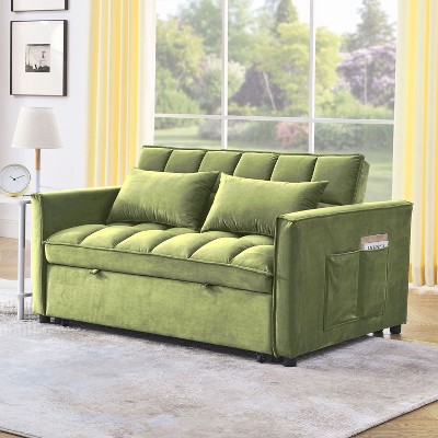 NicBex 54" Loveseat,Modern Pull-Out Velvet Loveseat Sofa with Adjustable Backrest,Convertible Couch for Living Room,Apartment