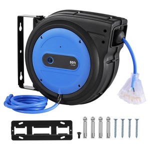 VEVOR Retractable Extension Cord Reel, 80 FT, Heavy Duty 12AWG/3C SJTOW Retractable Power Cord with Lighted Triple Tap Outlet, Black - 1 of 4