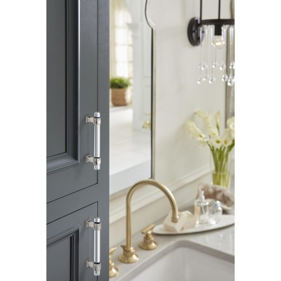 Clear and Polished Nickel 3-3/4 Inch Center-to-Center Bar Pull