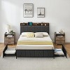 Linen Upholstered Platform Bed Frame with Storage Headboard and 2 Drawers,Built-In Charging Station, Heavy Duty, No Box Spring Required, Easy Assembly - 4 of 4
