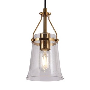 LNC Auisre Modern Kitchen Island Pendant Lights, Polisehd Gold with Seeded Glass Shade,1/3Light,5.5in/15.5in - 1 of 4