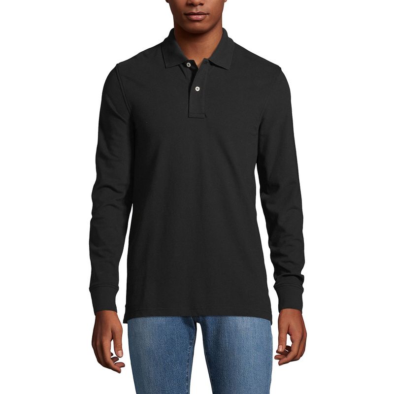 Lands' End Men's Comfort First Long Sleeve Solid Mesh Polo, 1 of 3