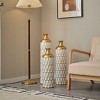 Metal Floor Standing Metal Vase Modern Style Ornaments Home Teardrop Shape White Metal Vase 3-Piece Set Gorgeous - 3 of 4