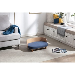 MaseiKar Scandinavian style Elevated Dog Bed Pet Sofa With Solid Wood legs and Bent Wood Back, Velvet Cushion - 1 of 4
