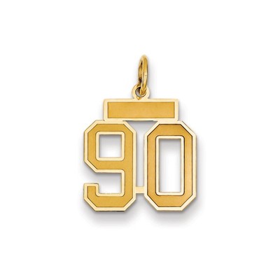 Black Bow Jewelry 14k Yellow Gold, Jersey Collection, Small Number 90 Pendant