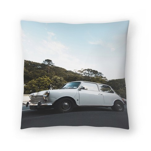 Vintage car shop throw pillows