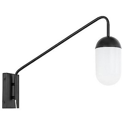 Elegant Lighting Kace 1 light Black and frosted white glass wall sconce