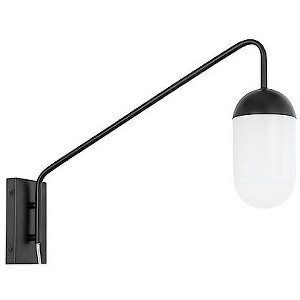 Elegant Lighting Kace 1 light Black and frosted white glass wall sconce - 1 of 4
