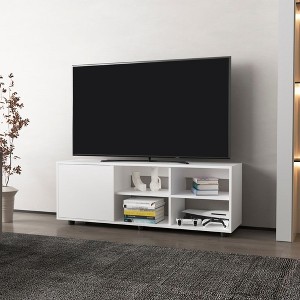 Sapphtopaz Modern TV Stand Entertainment Center for TVs Up to 69" with Storage Cabinet & Open Shelves Space-Saving TV Stands for Living Room - 1 of 4