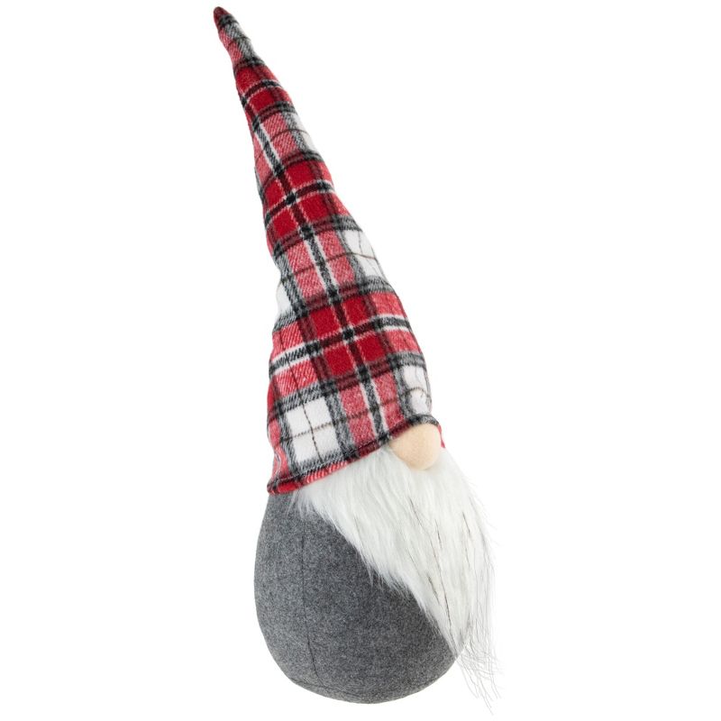 Northlight 18.75" Gray Gnome with Red Plaid Hat Christmas Decoration, 5 of 8