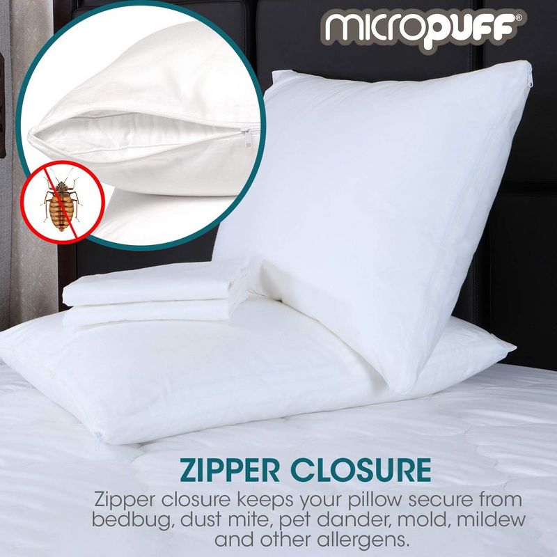 Micropuff Microfiber Pillow Protector with Zipper – (2 Pack), 4 of 9