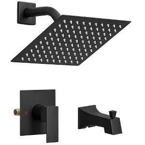 Single-Handle 2-Spray Rainfall Square Shower Faucet 2.5 GPM with High Pressure Tub Spout - 1 of 4