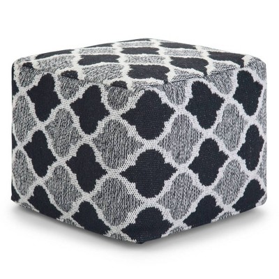 Denham Moroccan Inspired Square Pouf Black/Gray/White - Wyndenhall