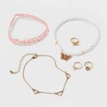 Girls' 6pk Heart and Butterfly Icon Choker Necklace and Ring Set - Cat & Jack™