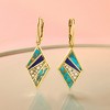 Ross-Simons Turquoise, Lapis and .30 ct. t.w. White Topaz Geometric Drop Earrings in 18kt Gold Over Sterling - 4 of 4