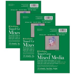 Strathmore 400 Series Mixed Media Pad, Toned Gray, Glue Binding, 15 Sheet, 6x8 inch, Pack of 3 - 1 of 2