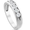 Pompeii3 1/2ct Diamond Mens Wedding Ring Channel Set High Polished Band 14K White Gold - 4 of 4