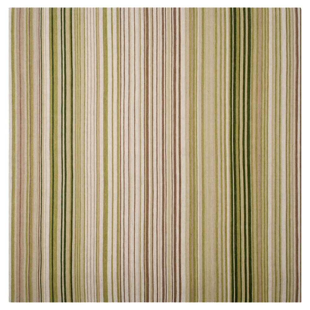 Green Stripe Woven Square Area Rug - (7'x7') - Safavieh