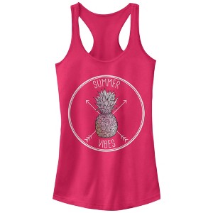 Juniors Womens Lost Gods Pineapple Summer Vibes Racerback Tank Top - 1 of 3