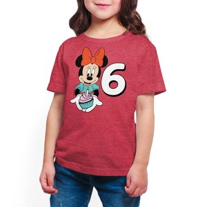 Girls' - Disney - Minnie Birthday 6 Short Sleeve Graphic T-Shirt - 1 of 4