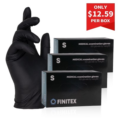 FINITEX Black Disposable Nitrile Gloves – 100, 300 & 1000 PCS, 5mil Powder-Free Latex-Free Disposable Medical Exam Cleaning Food Prep Gloves