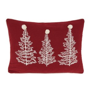 Saro Lifestyle Charming Christmas Trees Down Filled Throw Pillow, 14"x20", Red - 1 of 4