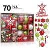 Christmas Tree Ornaments, 70 pcs Red & Gold Shatterproof Christmas Ball Ornaments for Christmas Tree Decoration, Assorted Set with Shaped Ball，Star - 2 of 4