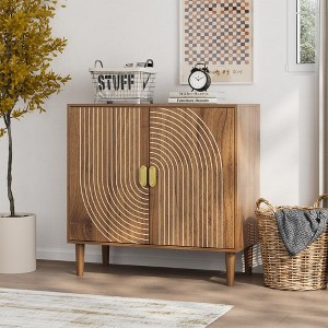 JUJABU Walnut Wood Buffet Cabinet with Storage Space, with Adjustable Shelf, Suitable for Living Room, Kitchen, ect. - 1 of 4