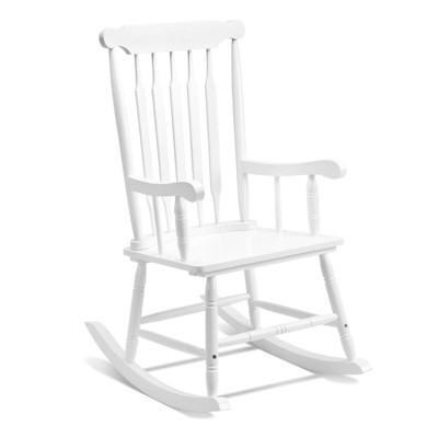 Karl Home | Elegant White Solid Wood Patio Rocking Chair