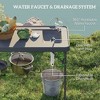 Folding Fish Cleaning Table with Sink, Portable Camping Table with Faucet, Drainage Hose, Sprayer and Shelf - 4 of 4