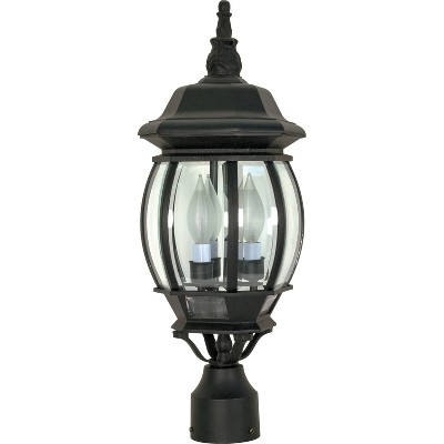 3 Light Outdoor Textured Post Lantern Black - Aurora Lighting