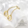 Gold Plated Sterling Silver Double Piercing Chain Earrings - Dangle Huggie Hoops with CZ Studs - 3 of 4
