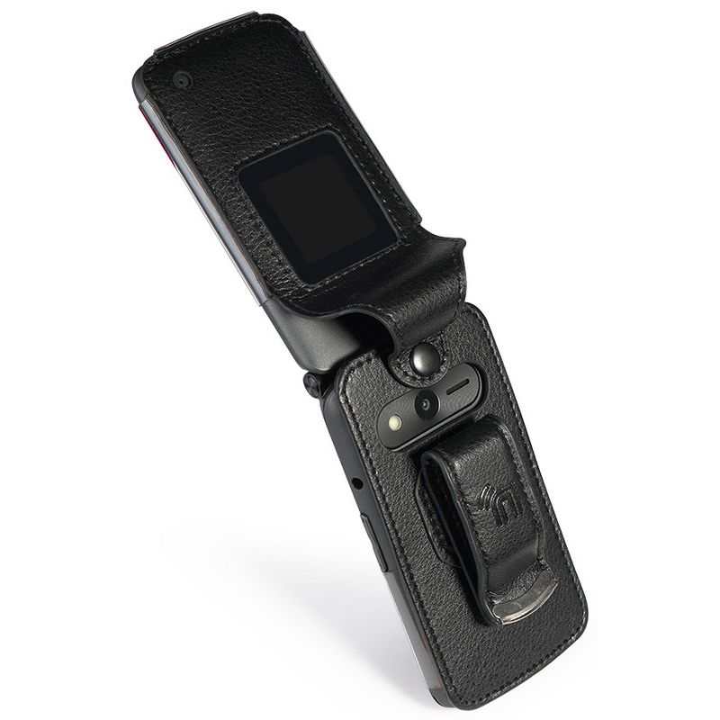 Nakedcellphone Case for Verizon eTalk Flip Phone - Vegan Leather with Belt Clip - Black, 4 of 9