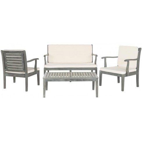 Fresno 4 Piece Patio Outdoor Living Converation Set  - Safavieh - image 1 of 4