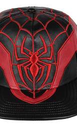 Marvel Comics Spider-Man Miles Morales Suit Embroidered Faux Leather Snapback Hat Black